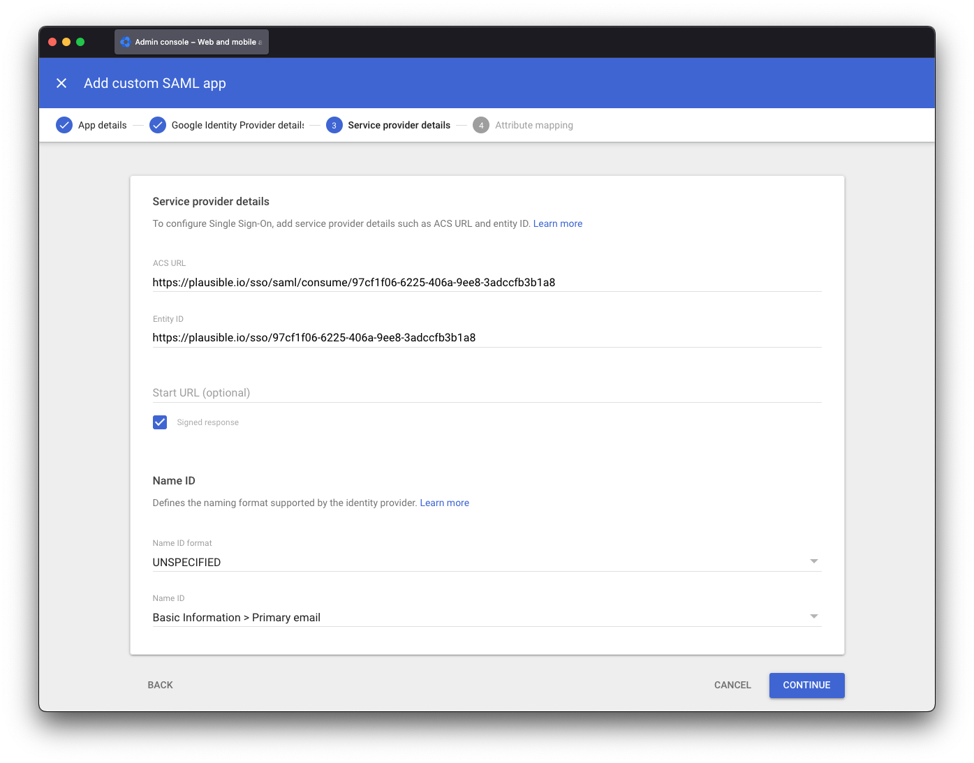 Google Workspace Service Provider details